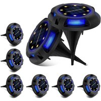 Solarleuchte für den Außenbereich, 8er-Pack 8LED Garten-Bodenleuchte IP67 Solarlampe Einbaustrahler für Weg Terrasse Hof Untergrund - Ulisem von ULISEM