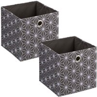 Ulisem Stoff-Aufbewahrungsbox, 2er-Set, weißes Muster, H x B x T: 30,5 x 30 x 30 cm, faltbarer Regalkorb, grau/weiß Ulisem Stoff-Aufbewahrungsbox, 2er-Set, weißes Muster, H x B x T: 30,5 x 30 x 30 cm, faltbarer Regalkorb, grau/weiß von ULISEM