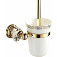 WC-Bürstenhalter aus Metall mit poliertem Glas und Toilettengarnitur, goldenes Designer-Toilettenzubehör, Wandhalterung und goldenes Finish im WC-Bürstenhalter aus Metall mit poliertem Glas und Toilettengarnitur, goldenes Designer-Toilettenzubehör, Wandhalterung und goldenes Finish im von ULISEM
