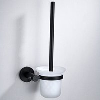 Ulisem - Wand-WC-Bürstenhalter mit Halter, Milchglas/Mattschwarz von ULISEM