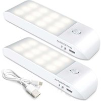 Ulisem Wiederaufladbares LED-Nachtlicht, [2er-Pack] Automatische Bewegungssensor-LED-Lampe, tragbare magnetische Wandleuchte, für Schrank, von ULISEM