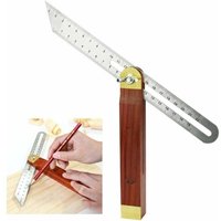 Ulisem Zimmermannswinkel aus Edelstahl und Holz, 200 mm, Gehrungswinkel mit Griff, 0 bis 360 Grad, langlebiger Zimmermannswinkel, doppelseitige Skala von ULISEM