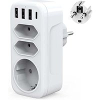 Ulisem - usb c Wandsteckdosenleiste, 4000 w, Steckdosenadapter, Mehrfach-USB-Ladegerät mit 3 usb + Typ c, 1 Schuko-Steckdose und 2 Euro-Steckdosen von ULISEM