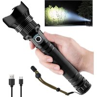 Ulisem1 Stück superstarke LED-Taschenlampe, wiederaufladbar über USB Typ C, perfekt für Camping, Wandern und Notfälle. von ULISEM