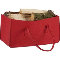 Ulisem2 x Kaminholztasche aus Filz, tragbarer Kaminholzkorb, faltbarer Zeitungshalter, H x B x T: 25 x 25 x 50 cm, Filztasche, rot von ULISEM