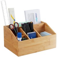 UlisemBamboo Schreibtisch-Organizer, 6 Fächer, mit Stifthalter, mit A5-Briefhalter, HBT Schreibtisch-Organizer 14x28x19,5 cm, Natur von ULISEM