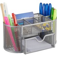 UlisemDesktop Organizer, Schreibtischablage mit Stifthalter und Schublade, Metallgeflecht, HBT: 10,5 x 22 x 11 cm, Silber UlisemDesktop Organizer, Schreibtischablage mit Stifthalter und Schublade, Metallgeflecht, HBT: 10,5 x 22 x 11 cm, Silber von ULISEM