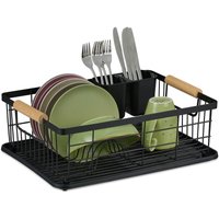 UlisemDrainer, Besteckkorb und Abtropfschale, Küchen-Abtropfgestell, Abtropfgestell, Kunststoff, Metall, Schwarz von ULISEM
