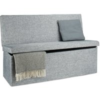 UlisemHocker mit Rückenlehne, HxBxT: 73x114x38cm, Sitzfläche massiv, Fußstütze, Bank, Leinen, Ablage, grau von ULISEM