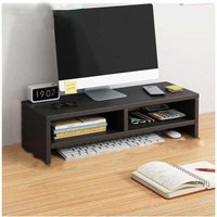 UlisemHolz-Monitorständer, Computer-Monitorerhöhung, Schreibtisch-Organizer, multifunktionale Monitorablage mit Ablagefach, doppellagig, Schwarz von ULISEM