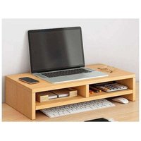 UlisemHolz-Monitorständer, Computer-Monitorerhöhung, Schreibtisch-Organizer, multifunktionale Monitorablage mit Ablagefach, doppelschichtige Holzfarbe von ULISEM