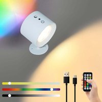 UlisemInnenwandleuchte, Kabellose Touch-LED-Nachttischlampe mit Fernbedienung, 360° drehbare RGB-dimmbare Wandlampe, wiederaufladbar mit Timer, von ULISEM