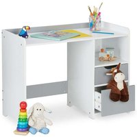 UlisemKinderschreibtisch, HBT 60 x 80 x 38 cm, 2 Schubladen, offenes Fach, Tischkante, Kinderschreibtisch, weiß/grau von ULISEM