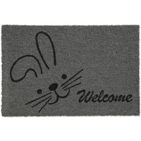 UlisemKokosnuss-Fußmatte, Willkommen, Kaninchenmuster, Fußmatte für drinnen und draußen, 40x60 cm, Fußmatte, grau/schwarz UlisemKokosnuss-Fußmatte, Willkommen, Kaninchenmuster, Fußmatte für drinnen und draußen, 40x60 cm, Fußmatte, grau/schwarz von ULISEM