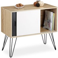 UlisemRetro Sideboard, Kommode mit Schiebetüren, aus Holz und Metall, HBT: 70 x 80 x 40 cm, Schwarz und Weiß von ULISEM