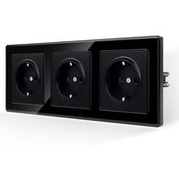UlisemSteckdose Glas Schwarz Deutscher Stil Einbau 3-fach 25886mm 250V von ULISEM