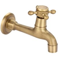 UlisemVintage Wasserhahn aus massivem Messing zur Wandmontage, einzelner Kaltwasserhahn für Küchenspüle, Poolbesen (lang) von ULISEM
