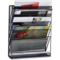 UlisemWand-Zeitschriftenständer, A4-Prospekthalter, Wand-Zeitschriftenständer, Metall, HxBxT: 40 x 32 x 10 cm, Schwarz von ULISEM