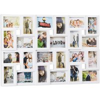 UlisemXXL Collage-Bilderrahmen für 24 Fotos 10 x 15 cm, Hoch- oder Querformat, Kunststoff, H x B 57 x 86 cm, weiß von ULISEM