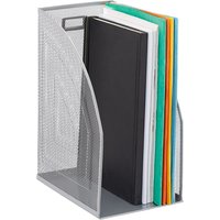 UlisemZeitschriftenständer aus Metall, DIN A4, Breitordner, Netz, Büro-Zeitschriftenständer, HBT: 32 x 16 x 24,5 cm, Silber von ULISEM