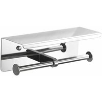 Ulisem - Wandmontierter Doppel-Toilettenpapierhalter mit Ablagefach aus Edelstahl 304, inklusive Telefonhalter, für Badezimmer (Silber). von ULISEM