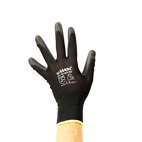 Feinstrick Montagehandschuhe Nylon PU Beschichtung, Arbeitsschutz Handschuhe (Größe 9/L) von ULITH