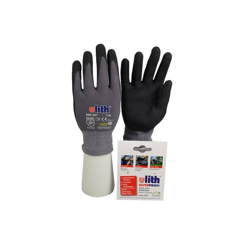 ULITH® PROFI-Montage-Feinstrickhandschuhe aus Nylon/Lycra - grau/schwarz - Größe 9 von F.W. Burmann GmbH & Co. KG