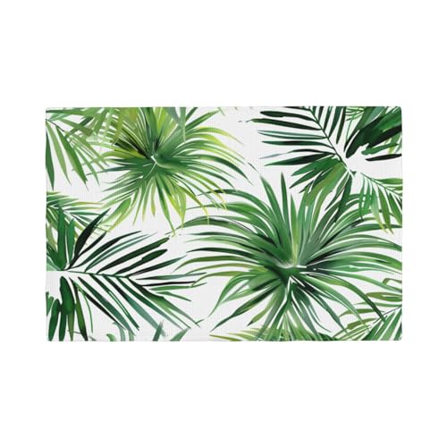 Tischset mit transparentem Palmblatt-Muster, bedruckt, 6-teilig, Kunstleinen, Esstischsets & Tischsets, hitzebeständig, rutschfeste Untersetzer von ULKMFFCF