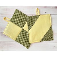 Set Aus 2 Topflappen Stoff - Handgefertigte Karierte Küchentischsets Das Perfekte Geschenk Vintage-Stil Bestes Ostern von ULLALALLU