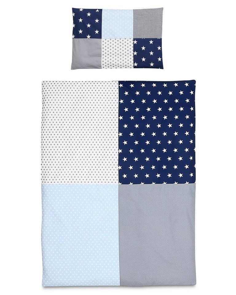 Kinderbettwäsche Kinderbettwäsche 2-teilig Blau Hellblau Grau (Made in EU), ULLENBOOM ®, Mit Deckenbezug (100x135 cm) & Kissenbezug (40x60 cm), aus 100% Baumwolle von ULLENBOOM ®