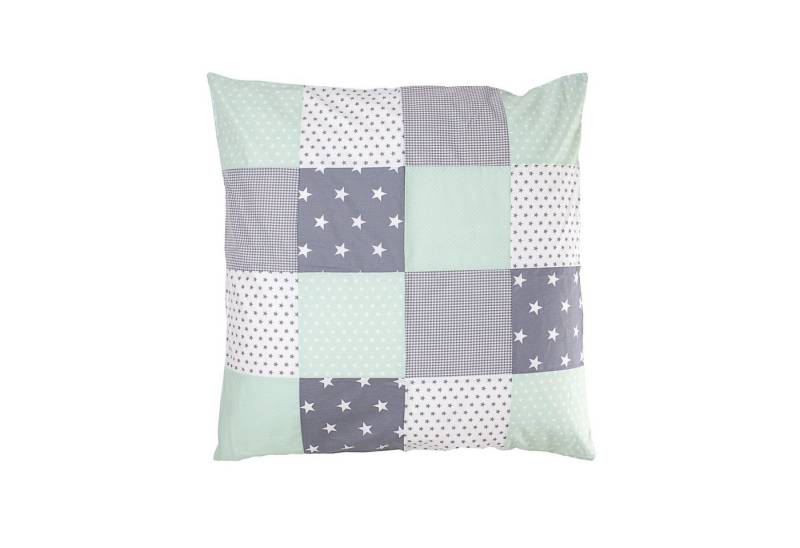 Kissenbezug Baby Kissenbezug 80x80 cm “Mint Grau” (Made in EU), ULLENBOOM ®, Kopfkissenbezug mit Reißverschluss, aus 100% Baumwolle, Design Sterne, Patchwork von ULLENBOOM ®