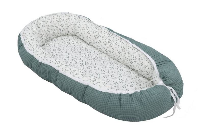 ULLENBOOM ® Bettnestchen Kuschelnest Baby 55x95 cm, kuscheliges Babynest, Made in EU, (1-tlg), Ideal für Neugeborene als Reisebett, Floral Grün von ULLENBOOM ®