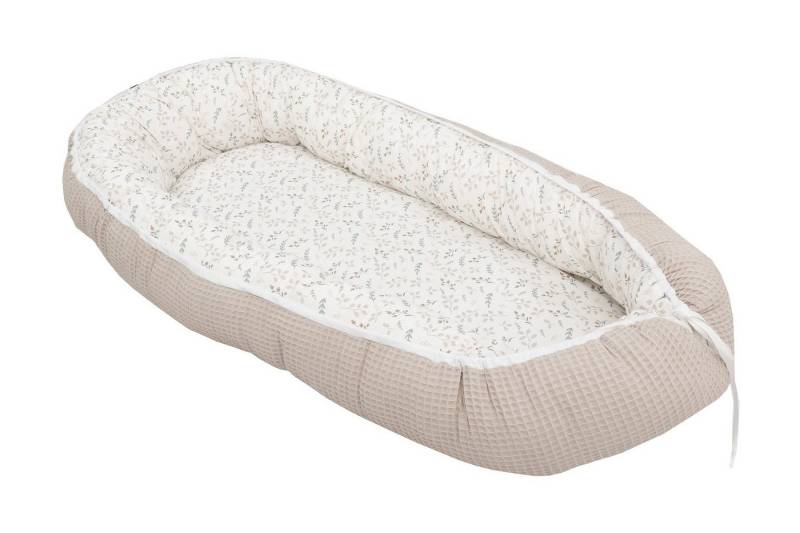 ULLENBOOM ® Bettnestchen Kuschelnest Baby 55x95 cm, kuscheliges Babynest, Made in EU, (1-tlg), Ideal für Neugeborene als Reisebett, Floral Sand von ULLENBOOM ®