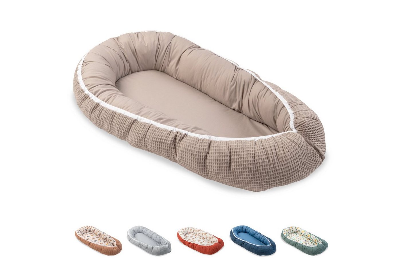 ULLENBOOM ® Bettnestchen Kuschelnest Baby 55x95 cm, kuscheliges Babynest, Made in EU, (1-tlg), Ideal für Neugeborene als Reisebett, Sand von ULLENBOOM ®