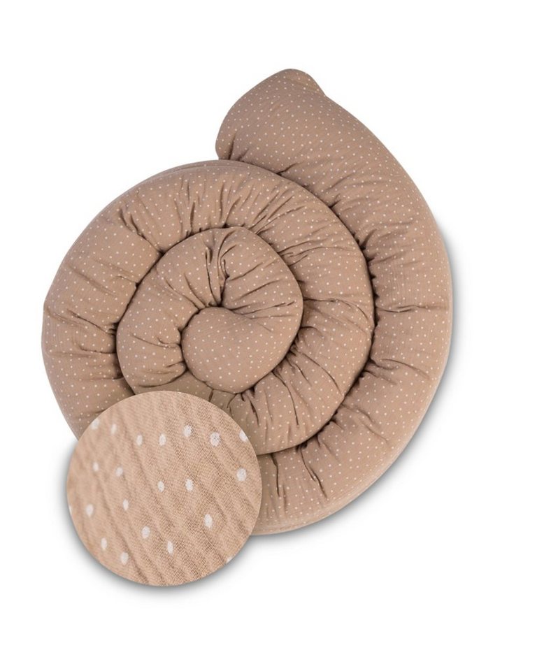 ULLENBOOM ® Nestchenschlange Bettschlange als Bettumrandung Musselin Sand (Made in EU), Bezug aus Baumwolle, weiche Polsterung, Design Uni von ULLENBOOM ®