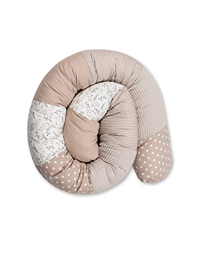 ULLENBOOM ® Baby Kuschelschlange 200x13 cm Sandblume (Made in EU) - Kuschelschnecke in vielen Farben und Größen, Bezug: 100% Oeko TEX Baumwolle, Kopfschutz für Wickeltisch von ULLENBOOM