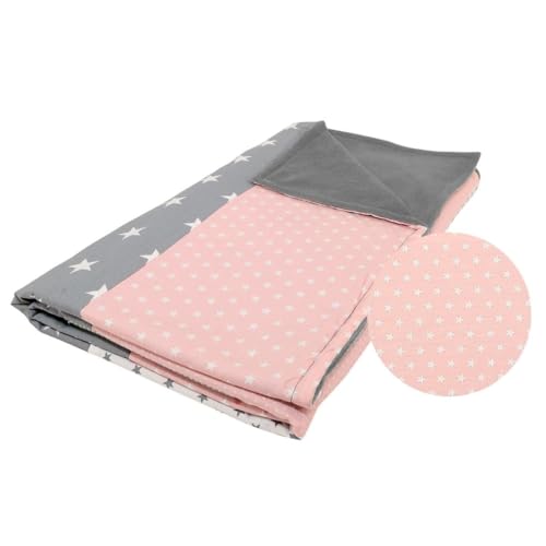 ULLENBOOM ® Kinderdecke 100x135 cm Rosa Grau (Made in EU) - Babydecke aus 100% OEKO TEX Baumwolle & Fleece, ideal als Kuscheldecke von ULLENBOOM