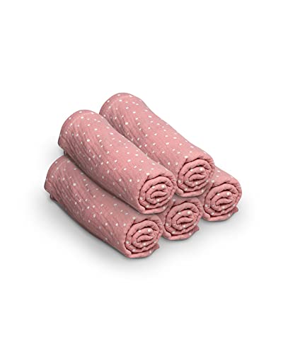 ULLENBOOM ® Mulltuch Baby 5er Set Rosa, Spucktücher Baby aus 100% Oeko-TEX Baumwolle, Made in EU, 65x65 cm - Musselin Tücher ideal als Mullwindeln und Moltontuch für Baby, Für Jungen und Mädchen von ULLENBOOM