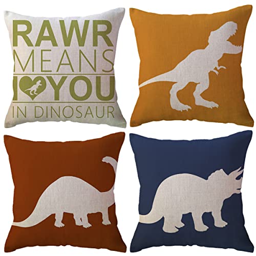 Dinosaurier-Überwurf-Kissenbezüge mit Aufschrift "Rawr Means I Love You", Dinosaurier-Geschenk, für Sohn, Tochter, Dinosaurier, Partner, dekorativer Kissenbezug 45.7x45.7 cm, für Sofa/Couch/Bett von ULOVE LOVE YOURSELF