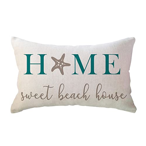 Sweet Beach House Decor Lumber Kissenbezüge mit Seestern-Zitaten Kissenbezüge Sommer Urlaub Strand Dekorative rechteckige Taille Kissenbezüge 30,5 x 50,8 cm von ULOVE LOVE YOURSELF