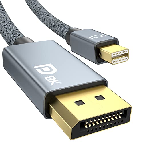 Mini DisplayPort auf DisplayPort Kabel, 2 m, Mini DP auf DP, DP 1.4 Kabel unterstützt AMD Eyefinity, NVIDIA Mosaic Technologie, 8K @ 60Hz, 4K @ 144Hz, HDR, FreeSync, PC, Grafik und mehr von ULT-WIIQ