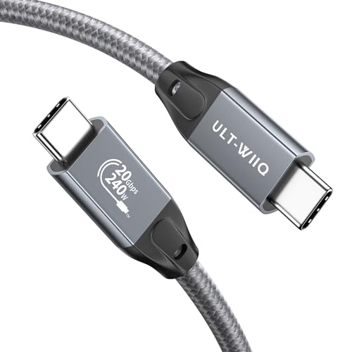 ULT-WIIQ 240 W PD 3.1 Kabel USB C auf USB C 3.2 Gen 2 x 2, Schnellladung 20 Gbps Hohe Geschwindigkeit Datenübertragung 4 K @ 60 Hz Video Nylon geflochten USB C Kabel für iPhone 15 Pro MacBook Samsung von ULT-WIIQ
