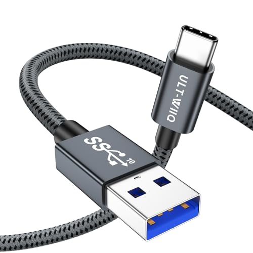 ULT-WIIQ USB C Schnellladekabel QC 3.0 AFC Kabel USB A auf USB C 10 Gbps Hohe Geschwindigkeit Datenübertragung USB-Kabel Typ C 2 m Kabel Ladegerät USB C für iPhone 15 und mehr Smartphones von ULT-WIIQ