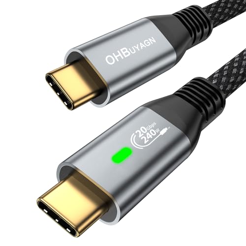 ULT-WIIQ USB C auf USB C Kabel, 20 Gbit/s Datenkabel USB C 3.2 Gen2x2 Kabel 240W PD 3.1 Schnellladekabel 4K@60Hz Videoübertragung Monitorkabel für iPhone15 Pro, Galaxy S22 /S21, iPad Pro (1M) von ULT-WIIQ
