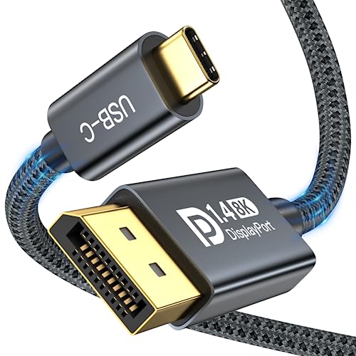 USB C DisplayPort 1.4 Kabel 3M, 8K/5K60Hz 4K144Hz 2K240Hz, 32.4Gbps, G-SYNC VRR HDR DLSS, Thunderbolt 4/3 auf DP 1.4 Kabel für iPhone 15 Serie, MacBook M3 M2 M1 iPad, Samsung S23 S22 Surface, Dell HP von ULT-WIIQ