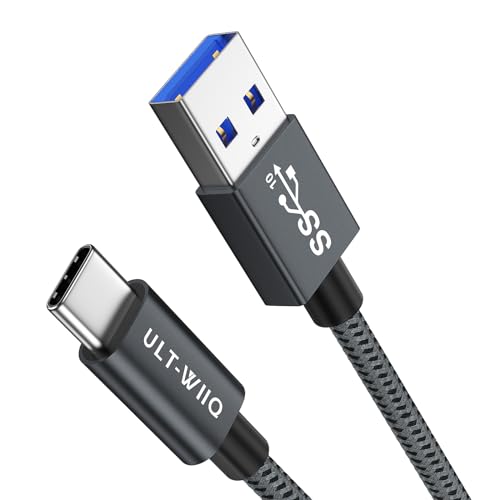 USB C Kabel, USB C 3.1 Gen 2 auf USB A Kabel, QC 3A Schnellladung und 10Gbps Datenübertragung Android Auto Nylon USB Typ C Kabel für iPhone 15 Pro Max, S24 S23 S22, Ladegerät, Kamera, iPad, SSD (1,5m) von ULT-WIIQ