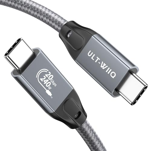 USB C auf USB C Kabel, 2 m, USBC 3.2 100 W PD 20 V5 A & 20 Gbit/s Datenübertragung, 4K Video Kabel mit E-Marker Chip für Thunderbolt 3, iMac, MacBook, Dell XPS, iPad Pro, PixelBook, Switch etc. von ULT-WIIQ