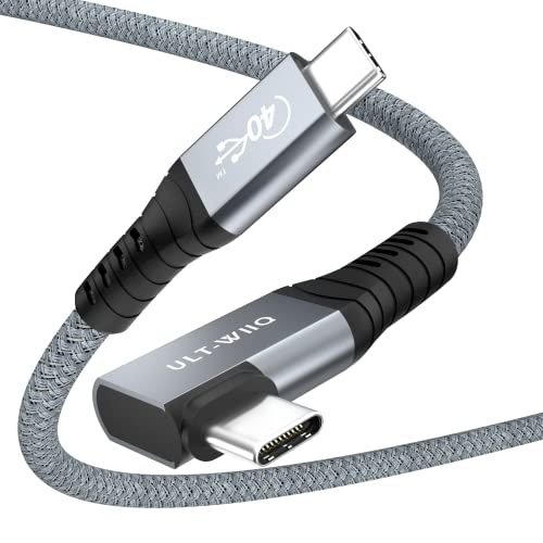 Zertifiziert USB4 Kabel mit 90 Grad Thunderbolt 4 Winkel Kabel, Unterstützt 40Gbps USB 4 Rate, 100W PD 3.0 QC 4.0 Ladekabel, 8K 60Hz 4K 120Hz HDR Video für Dockingstation, SSD, Laptop, Monitor (1,8M) von ULT-WIIQ