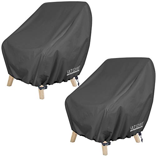 ULTCOVER 2 Stück wasserdichte Terrassenstuhlhussen - einfache Rasenstuhlabdeckung für Outdoor-Lounge, geeignet bis zu 96,5 x 86,4 x 86,4 cm (B x T x H), Schwarz von ULTCOVER