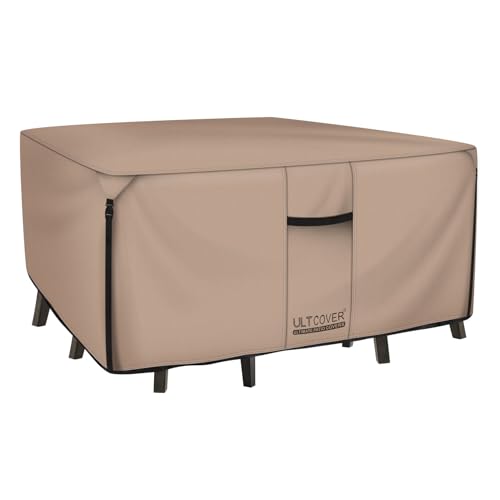 ULTCOVER Quadratische Terrassentischabdeckung – 600D Robustes Segeltuch, wasserdicht, für Esstische und Stühle, allgemeine Zwecke, Möbelabdeckung, 238,8 cm von ULTCOVER
